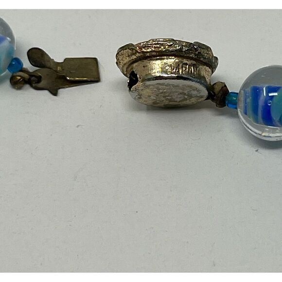 Vintage 1950’s blue, glass and crystal, necklace and clip on earring set. - Picture 3 of 12